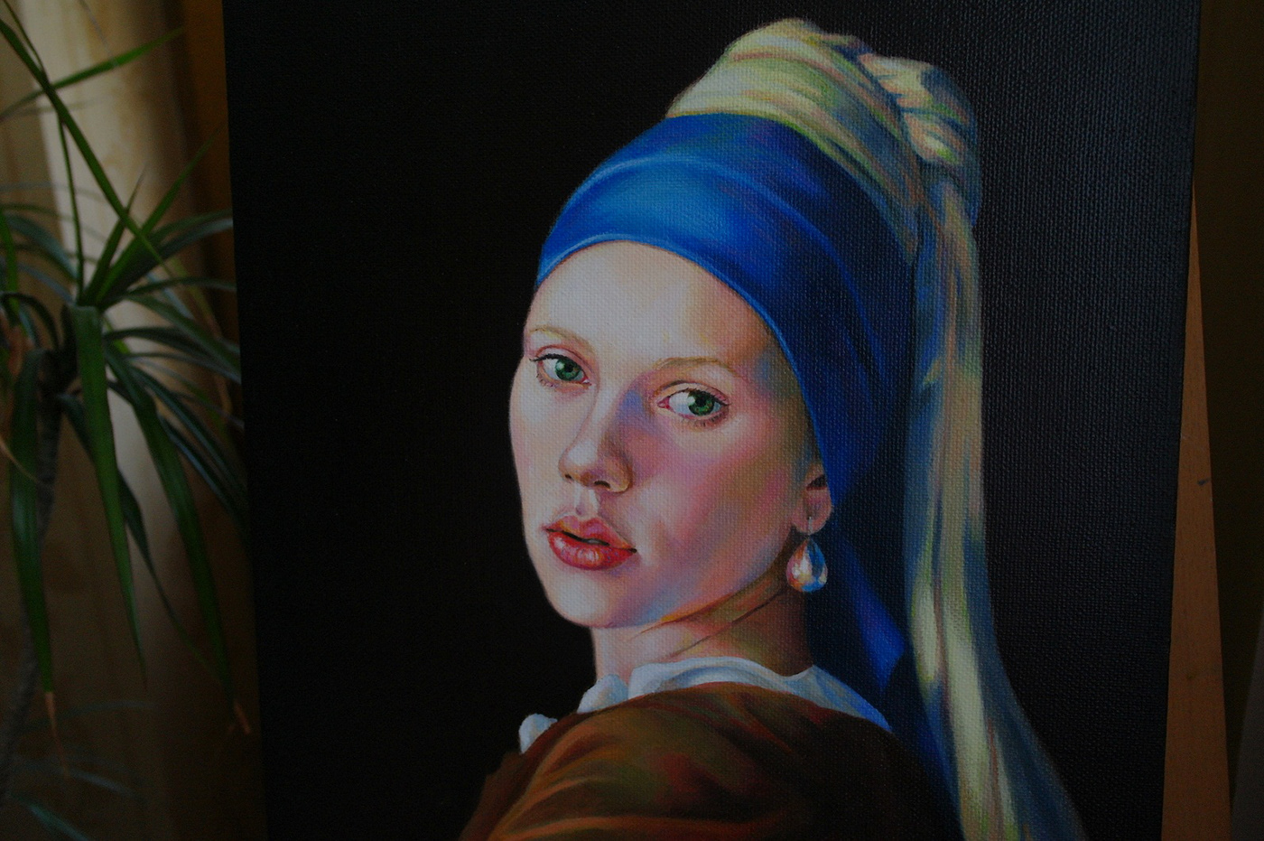 classic art vermeer pearl earring scarlett johansson Dutch Painting Oil Painting Portraiture oil portrait Cinema Celebrity