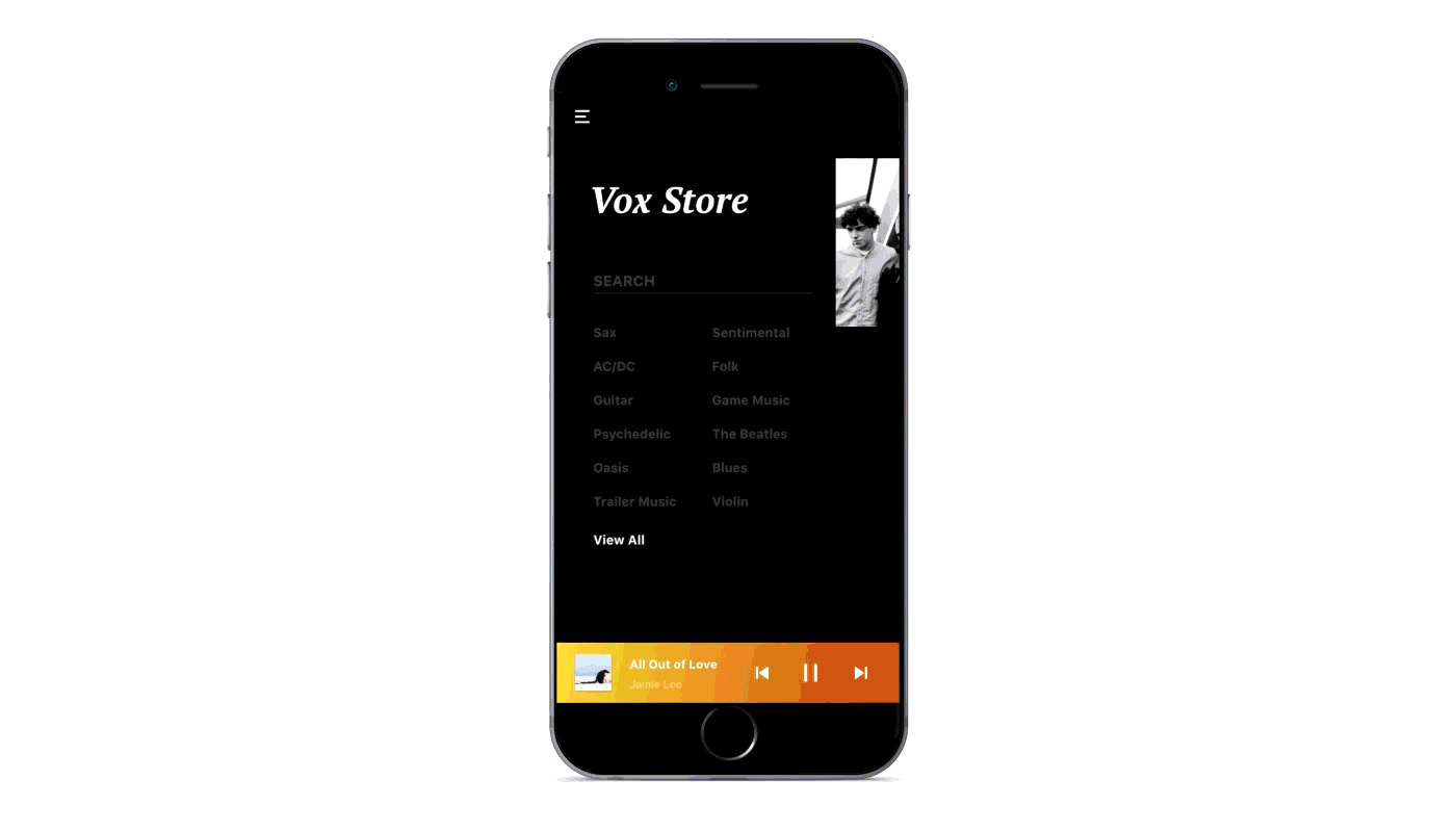 vox music interaction Web Design  UI/UX