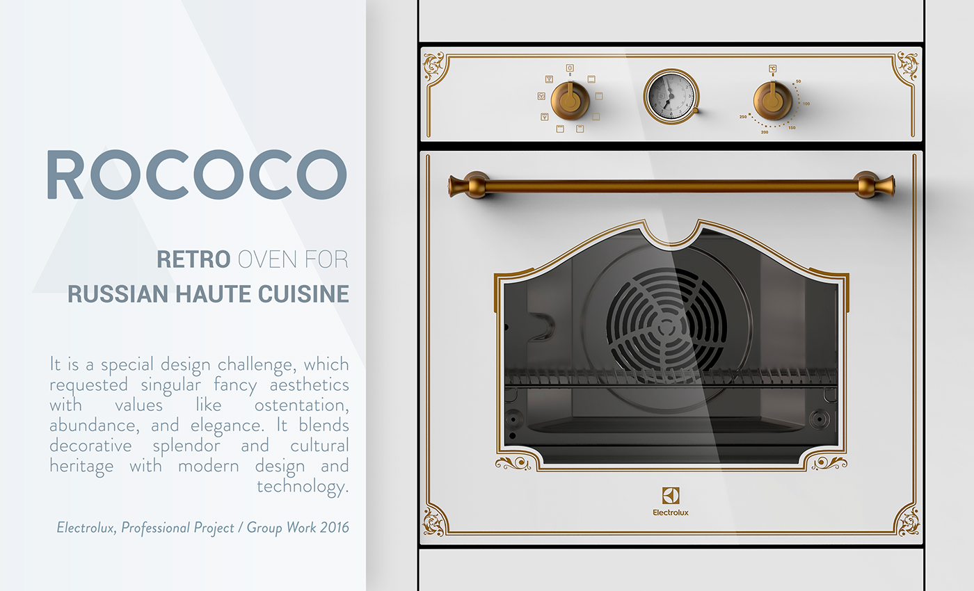 oven cooking Retro Russia design product design  electrolux appliances rococo kitchen