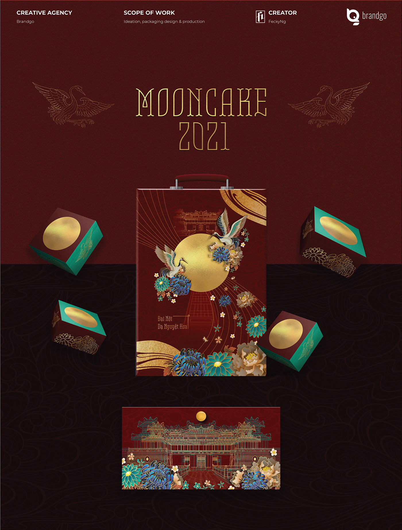 brandgo FekyNg graphicdesign hue ILLUSTRATION  midautumn2021 mooncake Packaging Royalimperial vietnam
