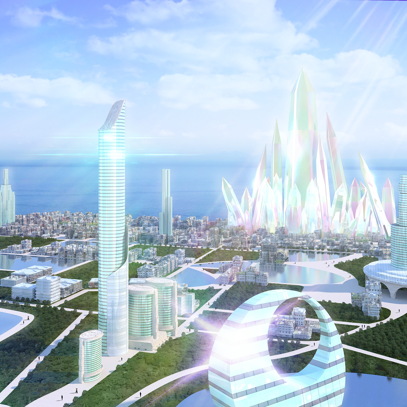 crystal tokyo sailormoon Futuristic city crystal 3D BRUNEI architecture