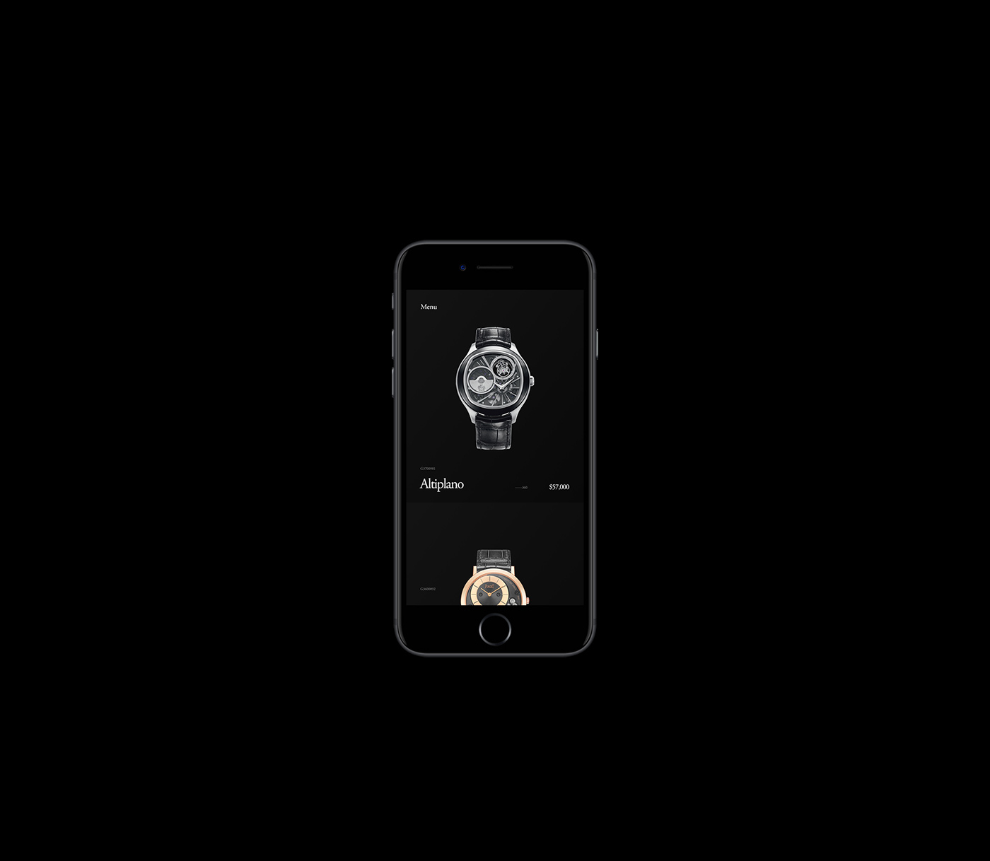 Web Website promo minimal clean clear mobile dark jewerly Watches