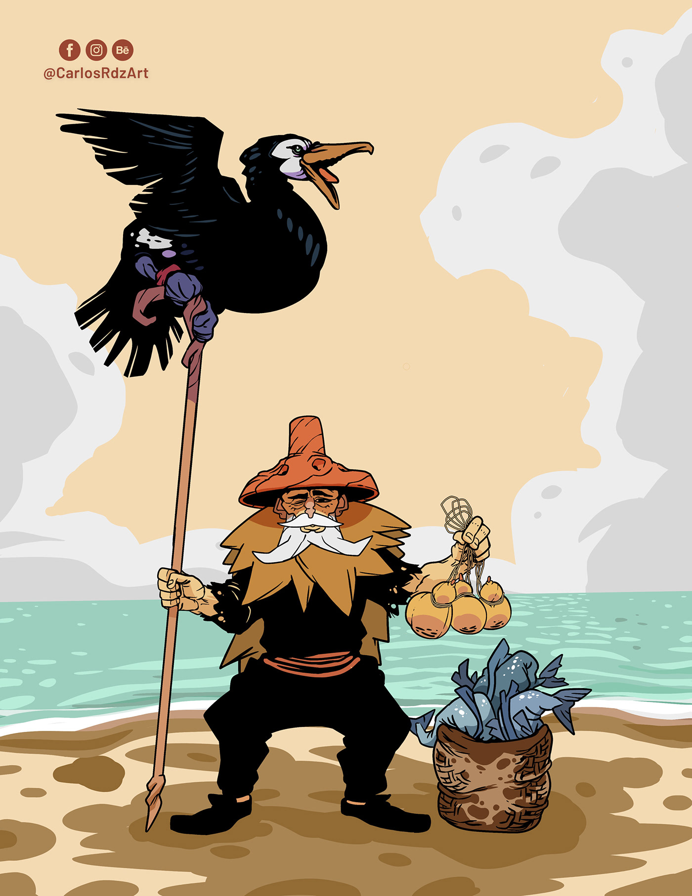 cormorant fisher pescador Cormoran diseñodepersonaje arte digital ComicArt