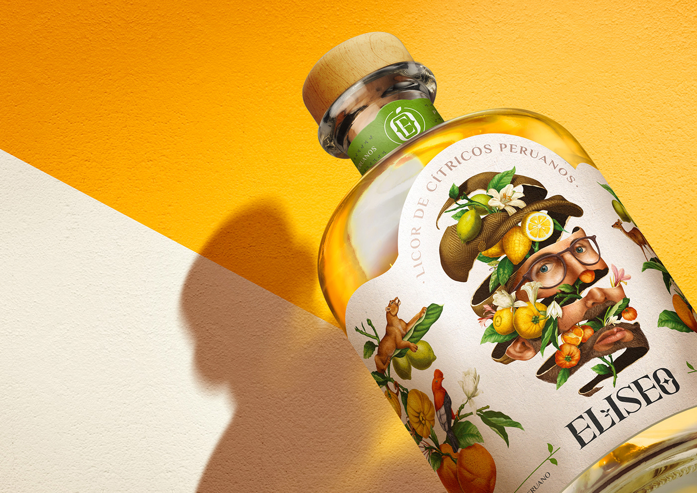 limoncello peru Label drinks lemon yellow Spirits graphic design  ILLUSTRATION  Graphic Designer