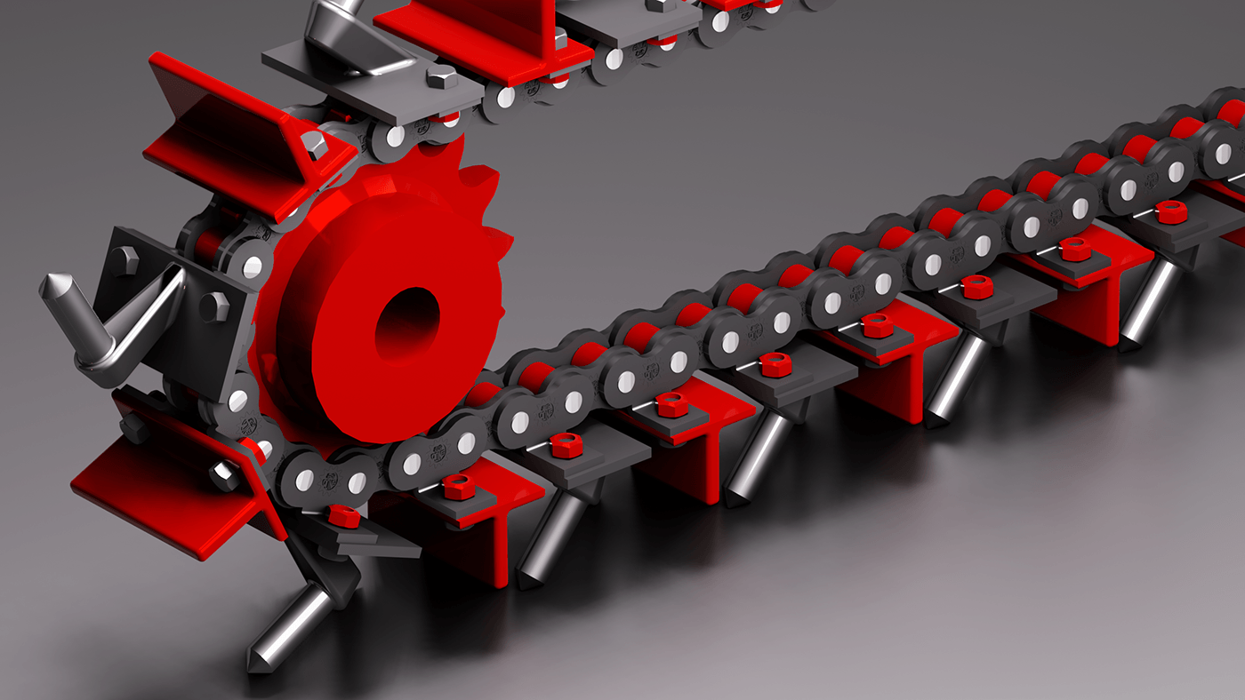 Corrente de transmissão Corrente de Rolos roller chain conveyor chain product design  3D Render blender 3d modeling blender3d