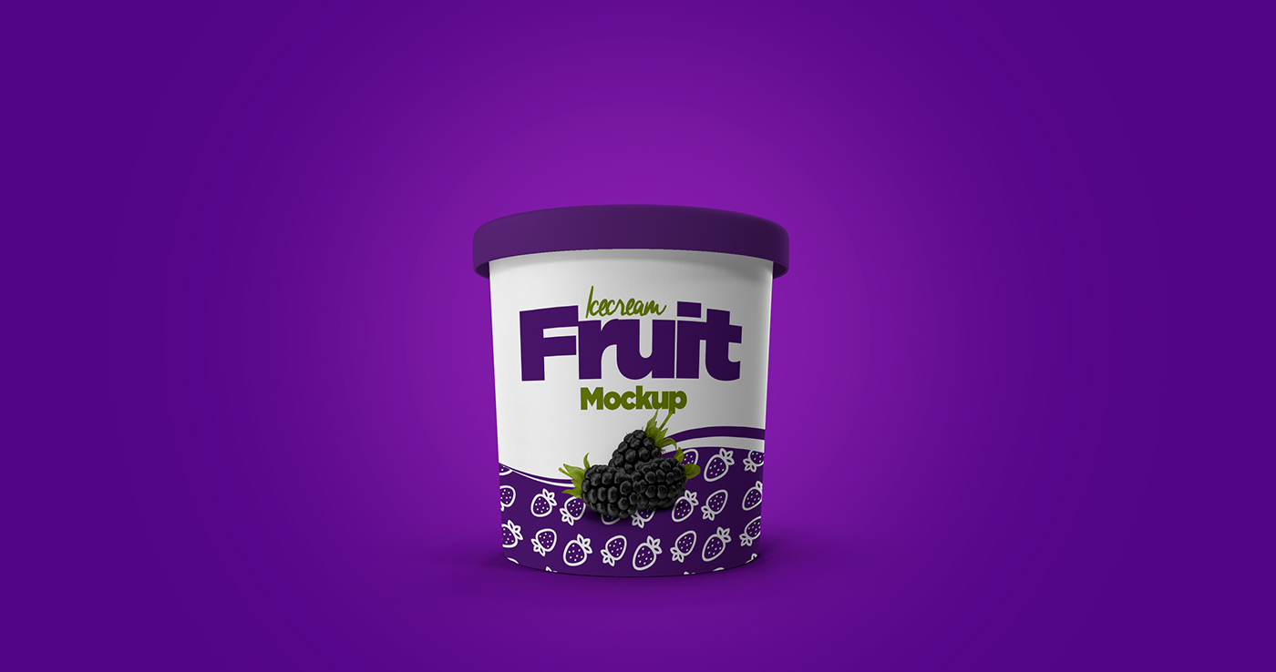 ice cream cup Mockup packaging mockup frozen blackberry