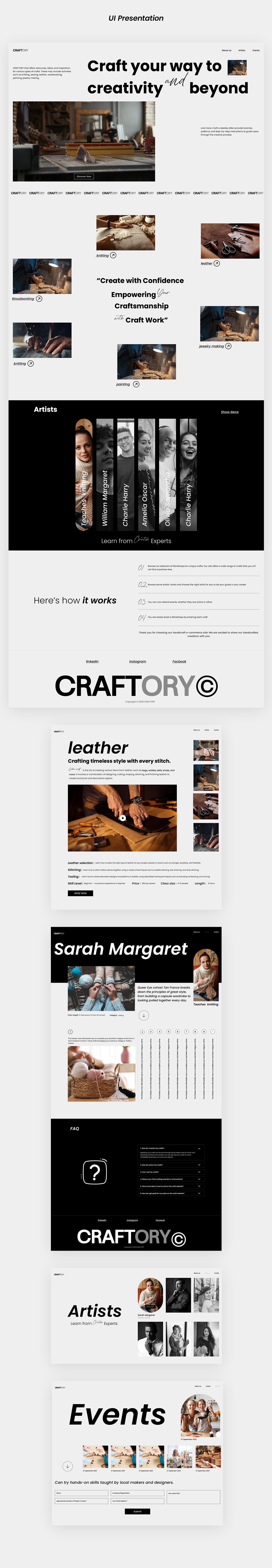 Figma handmade craft landing page wood modern vray crafting lettering UI/UX
