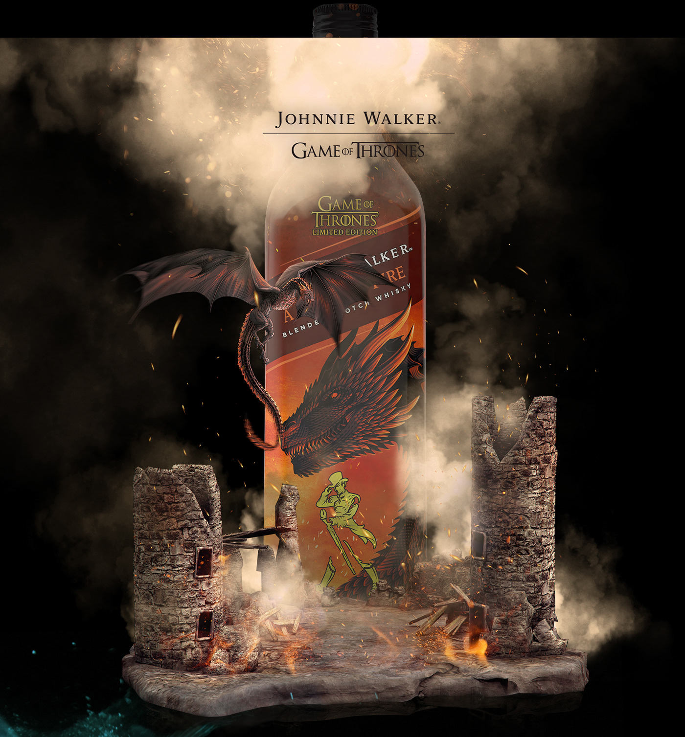 Game of Thrones Johnnie Walker augmented reality mobile web web ar dragon wolf Web Design  Advertising  Interaction design 