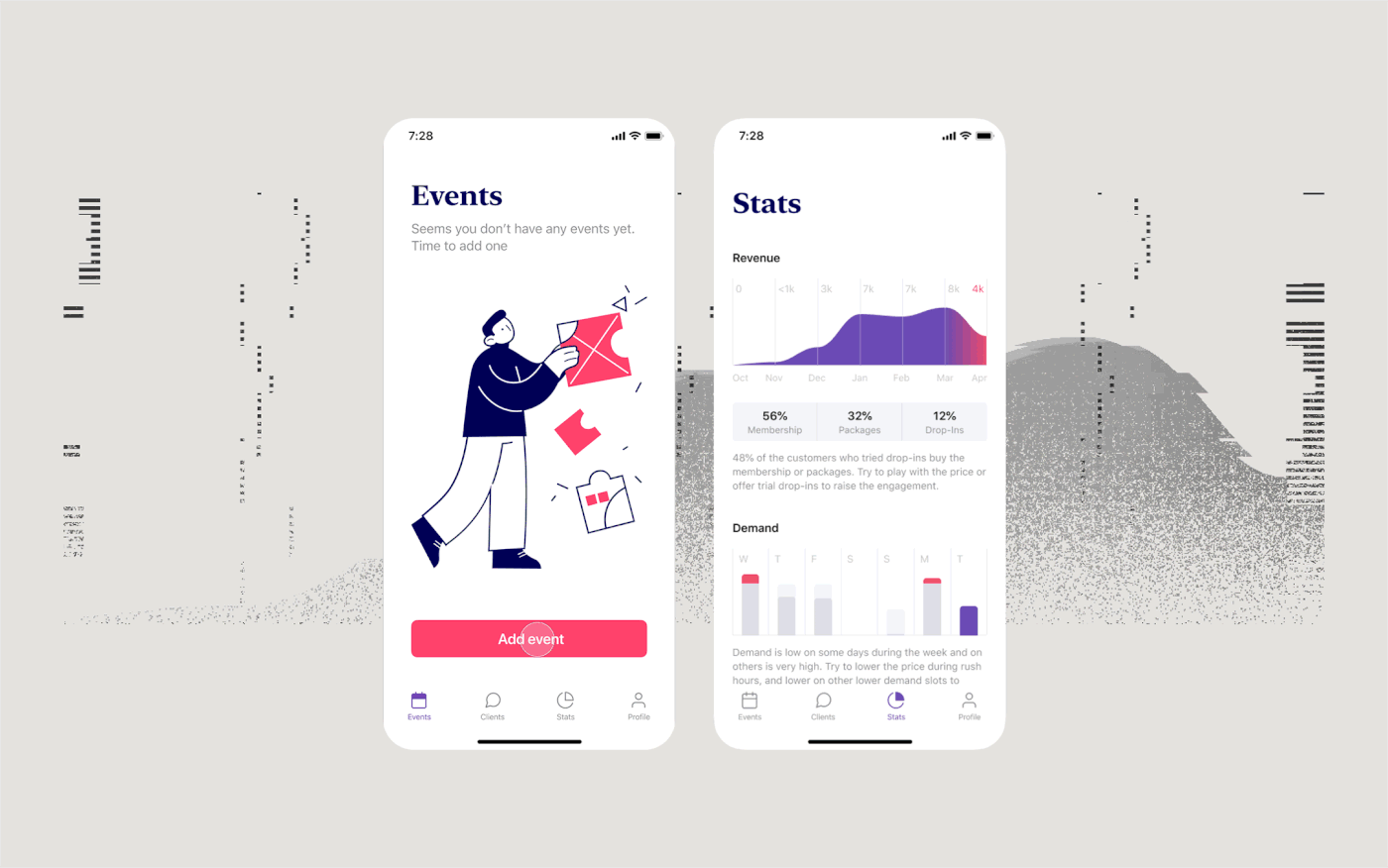 analytics app dashboard design fitness gym ios iphone mobile ux