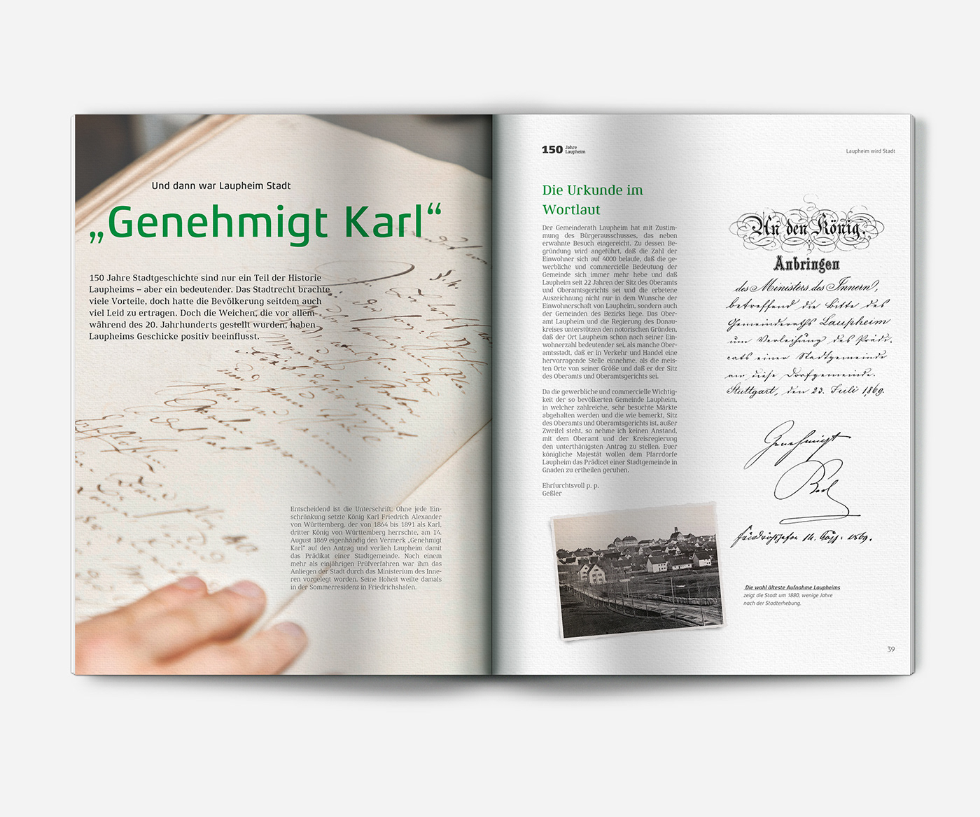 editorial design  Laupheim 150 Jahre magazin stadt jubiliäum broschure Baden-Württemberg content ravensburg