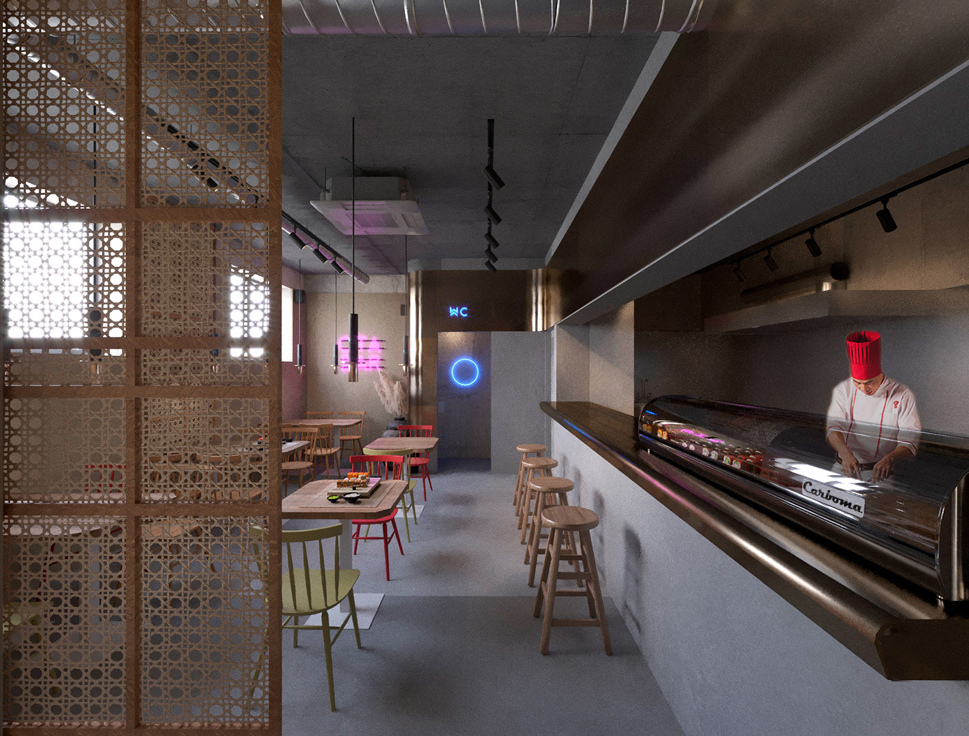 architecture design japanese modern Project restorant Sushi бар HORECA design