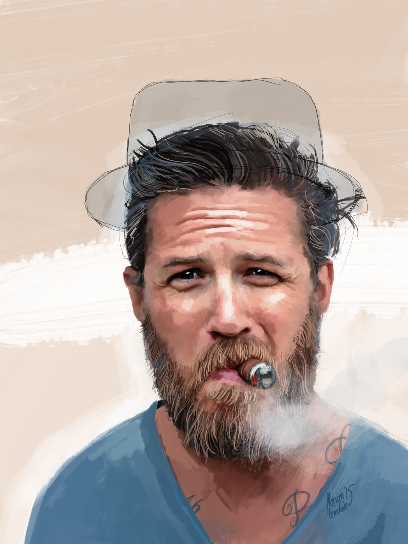 tom hardy beard hat hair smoking smoke wacom companion inspire