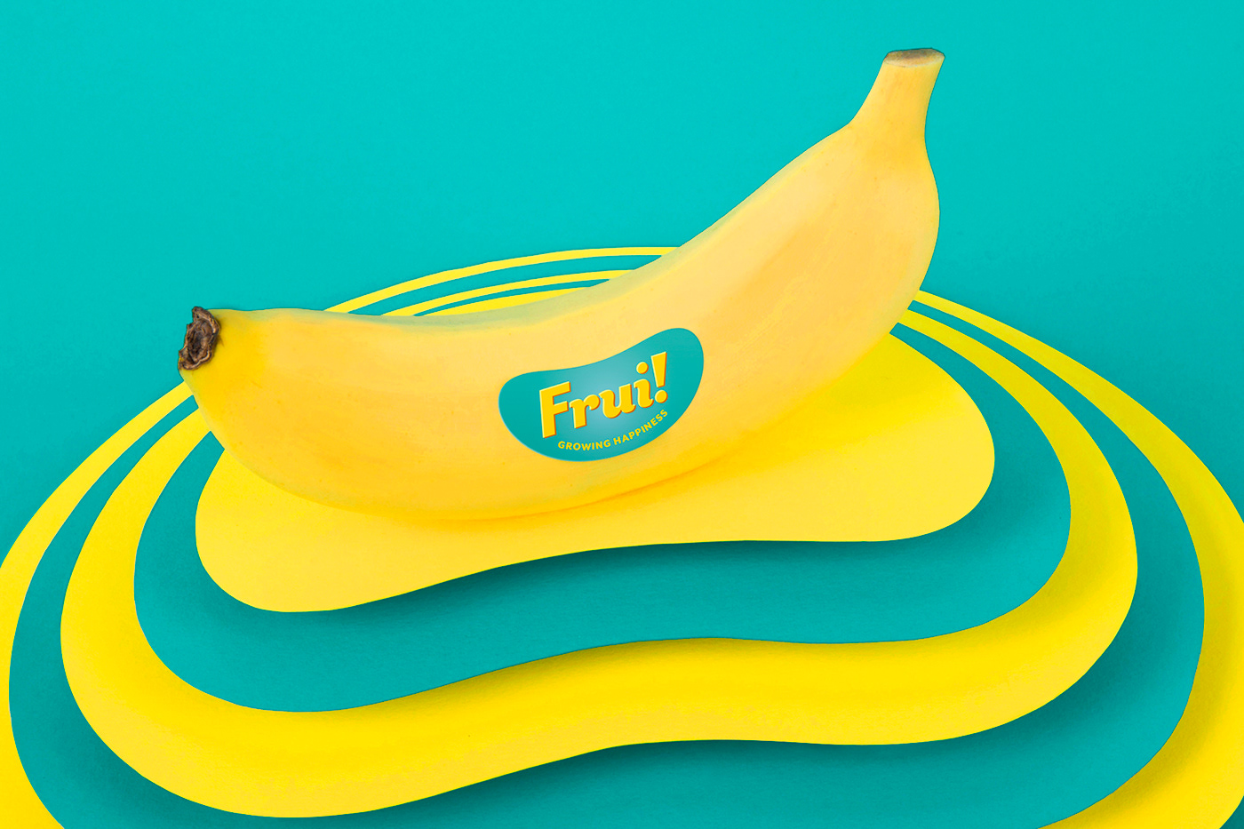 banana Fruit yellow enjoy cyan Cavendish logo branding  Packaging Duotone
