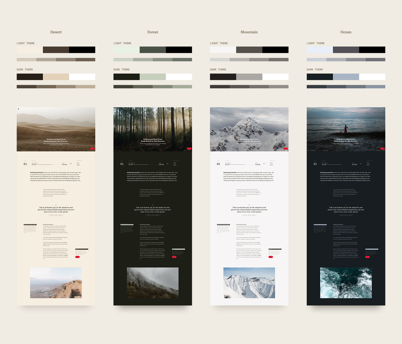 Nature Website ux UI THEMES Hello Monday color themes template articles