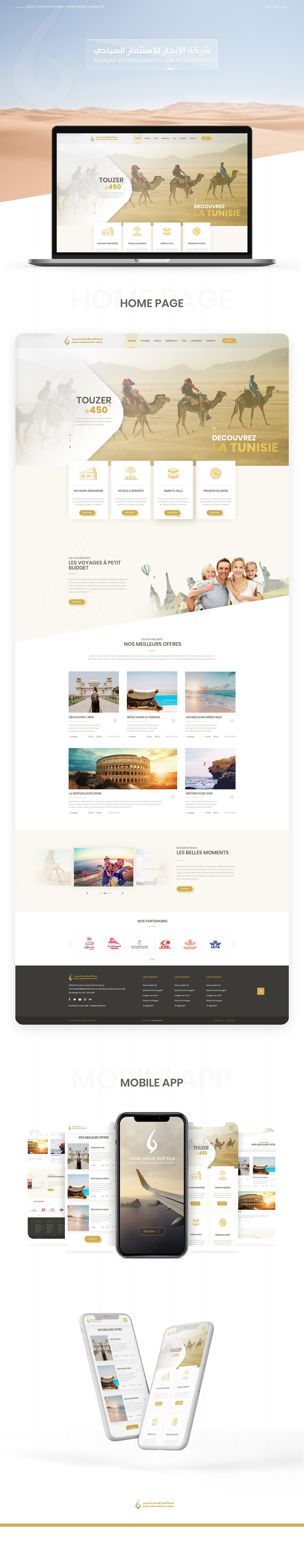 Webdesign travel agency gold mobile design clean yassine Tunisie photoshop web development  tourism