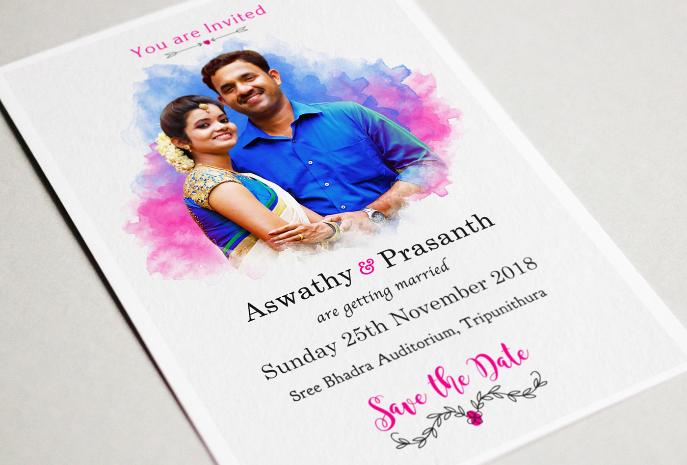 wedding invitation save the date marriage Wedding Card Invitation Card aswathy prasanth kerala wedding hindu wedding