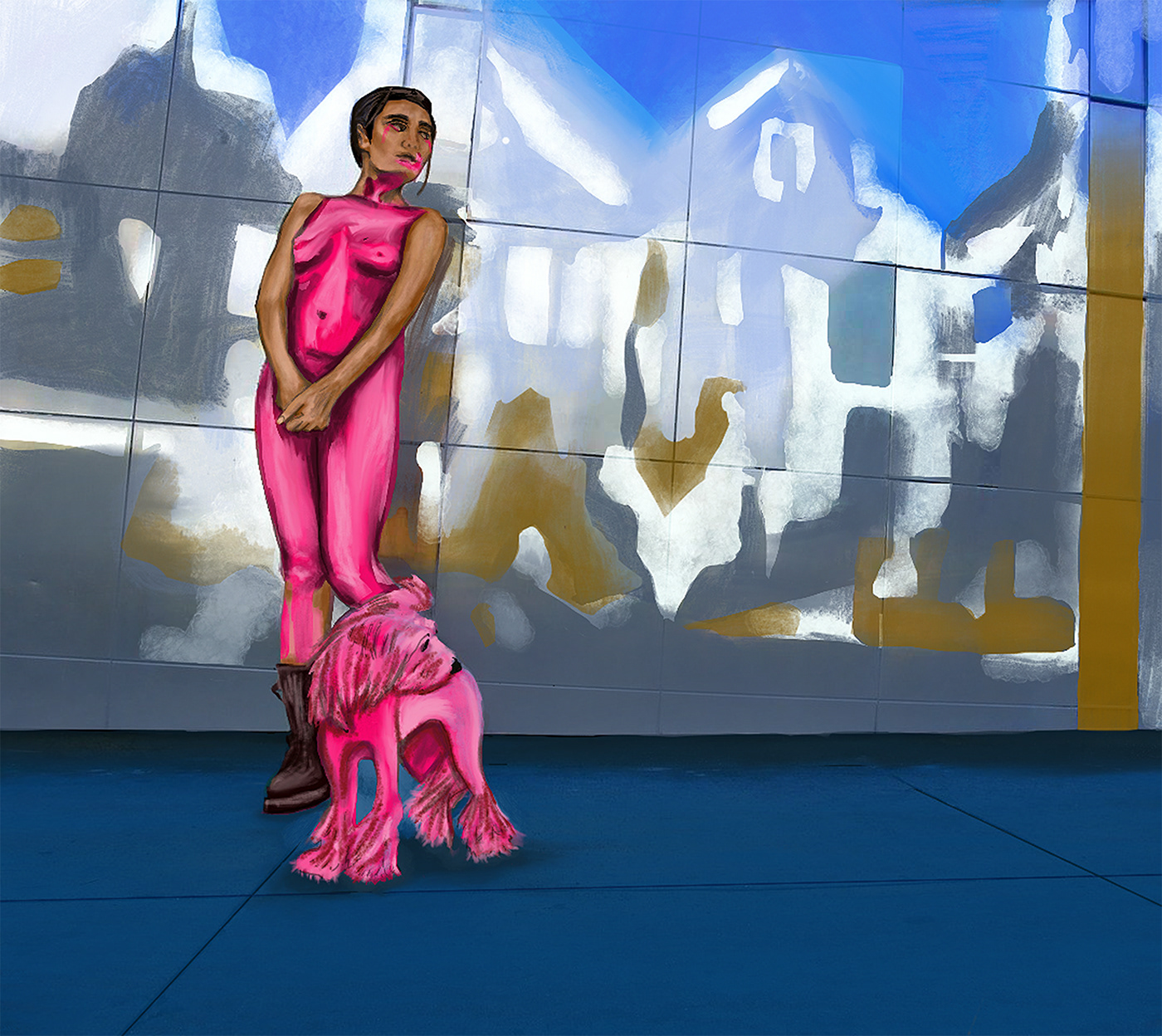 Aura new media kimikaa DANCE   pink dog surreal Neo Expressionism