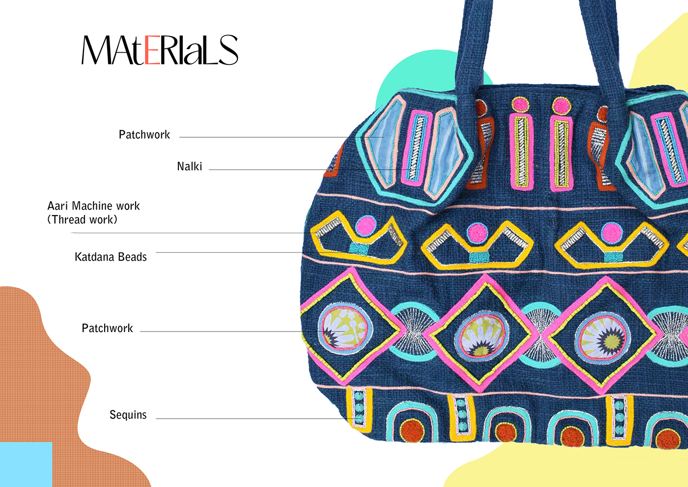 accessories bags Colourful  design handmade modern pattern Pop Art print surface embellishment