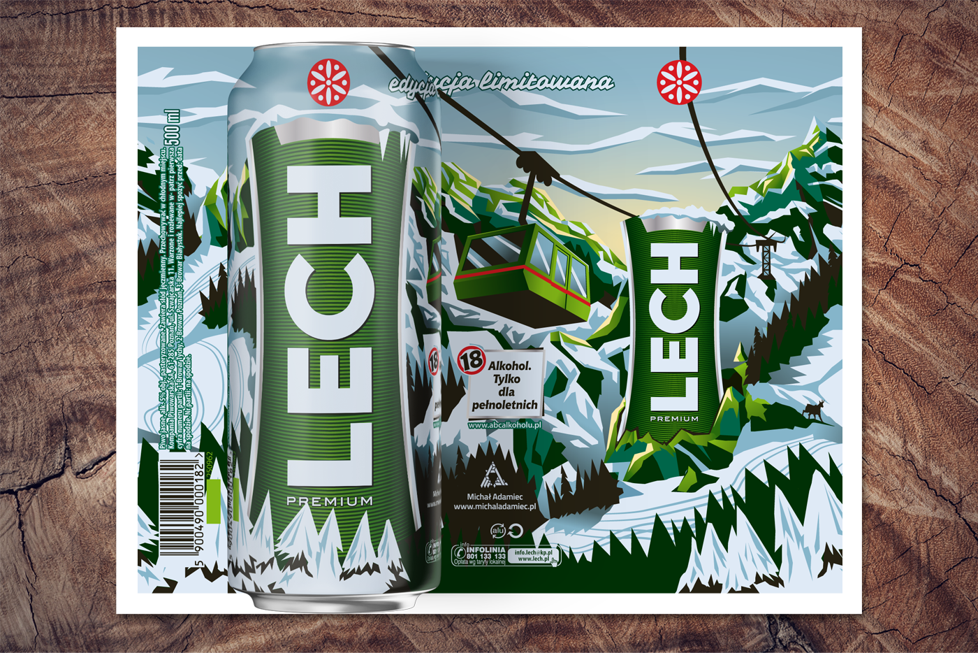 Adamiec lech winter mountains vector beer puszka Packaging can tatry