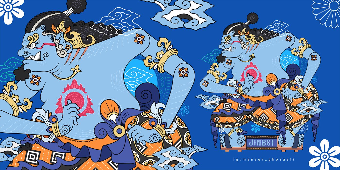 anime Character design  culture digital illustration fanart indonesia one piece Pop Art vector Wayang