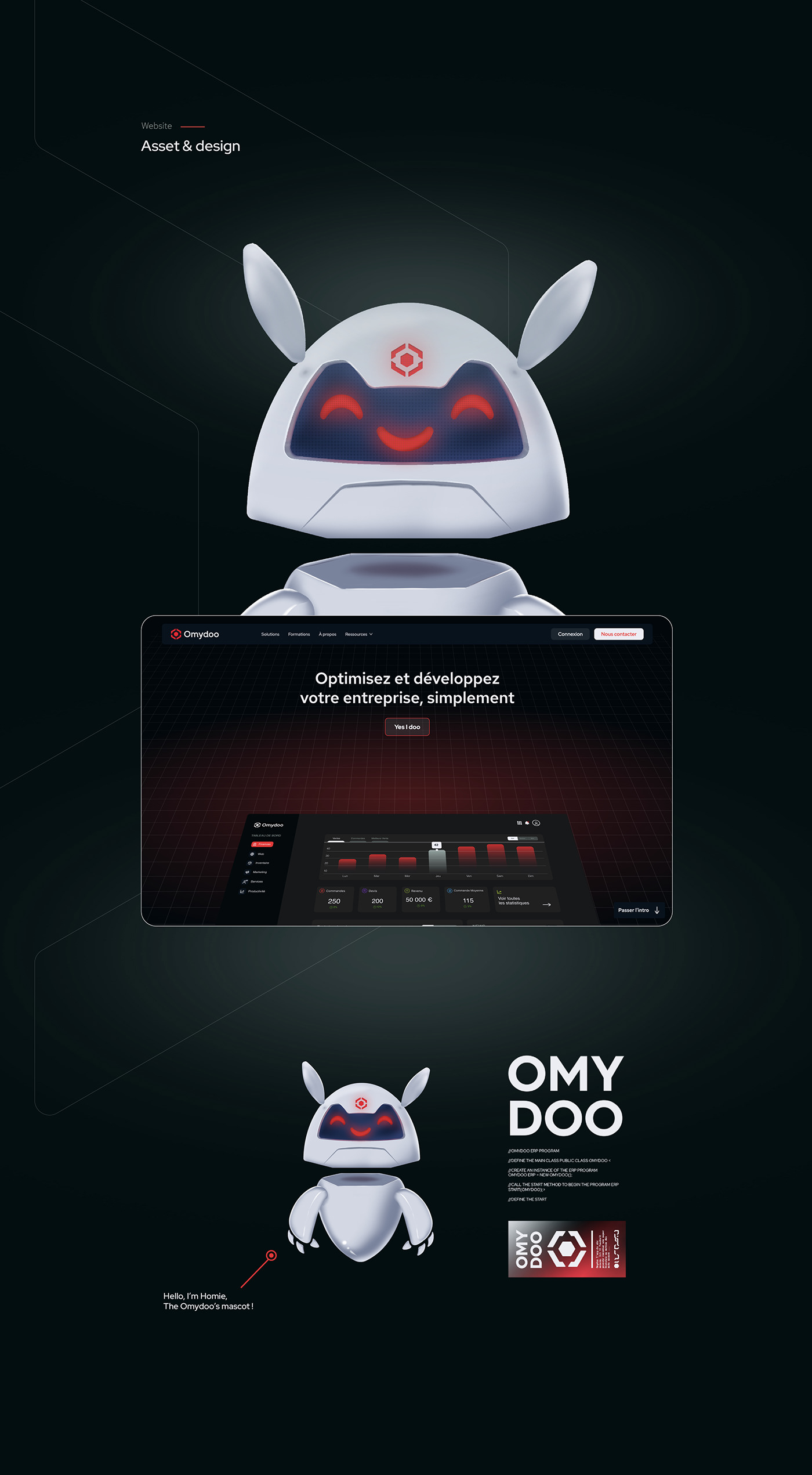 branding  tech robot android UI/UX AWWWARDS black red Technology IT