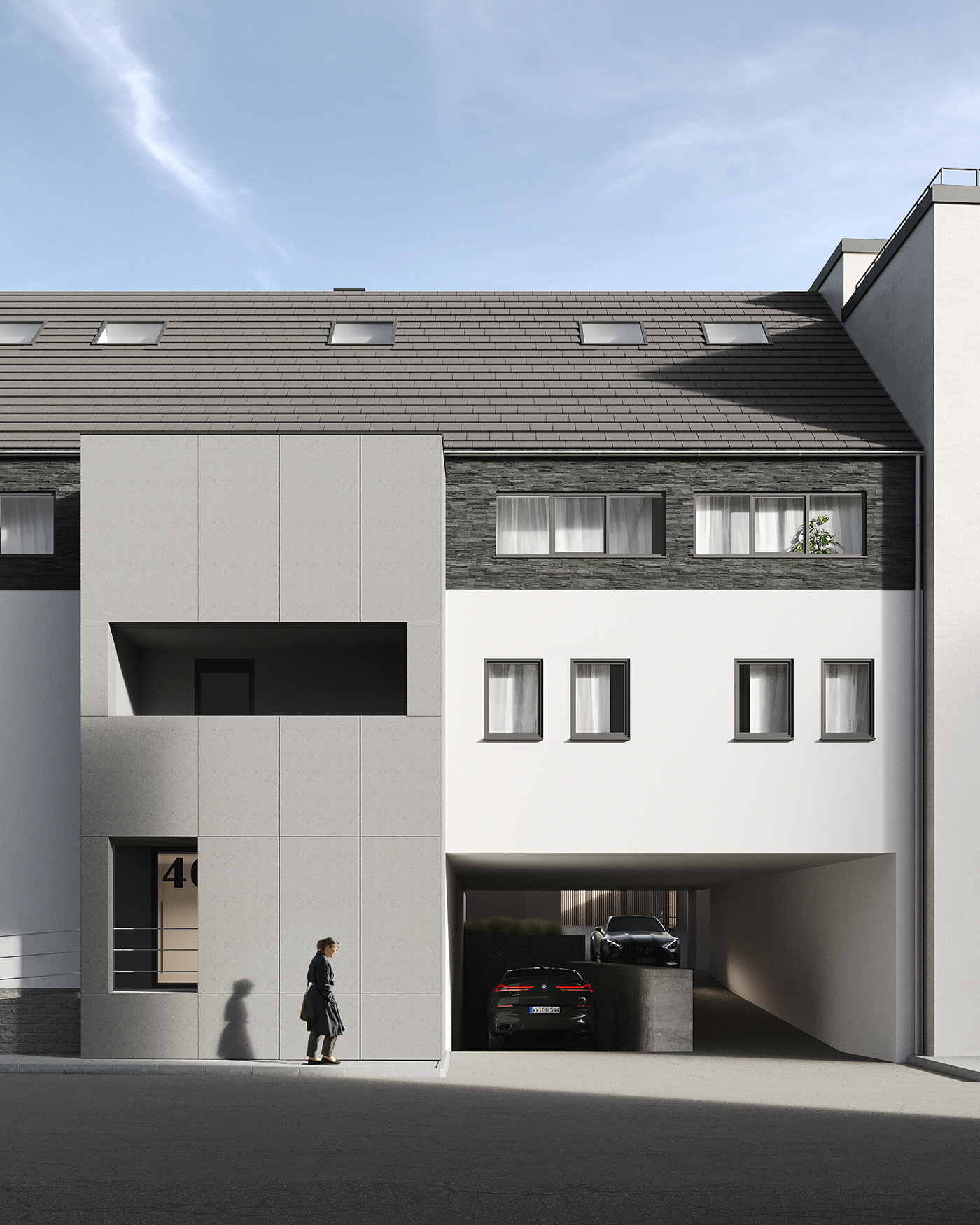 exterior visualization luxembourg house building Minimalism luxury Luxury Design visualization 3D archviz