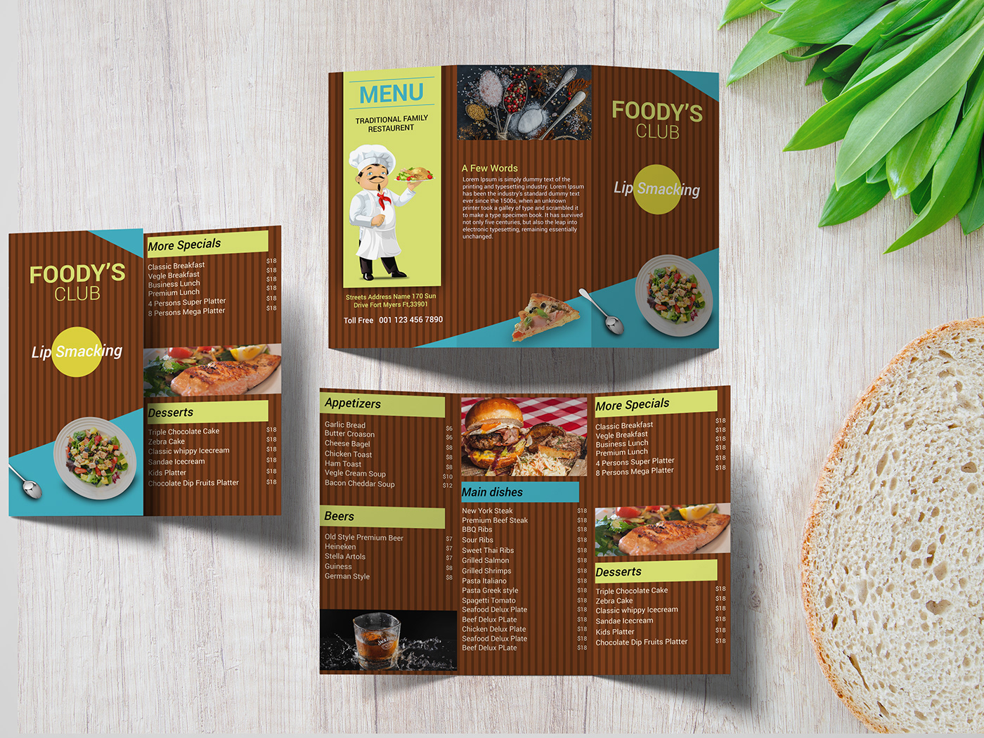 brochure graphic design  Adobe Photoshop branding  printdesign Restaurent Food 