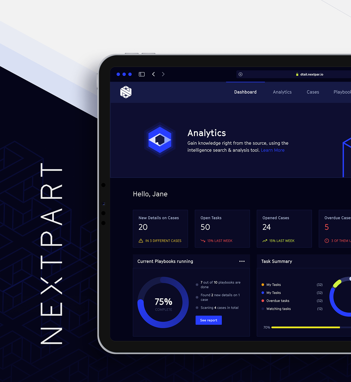 Visual asset displaying the application of the branding guidelines on NEXTPART’s platform
