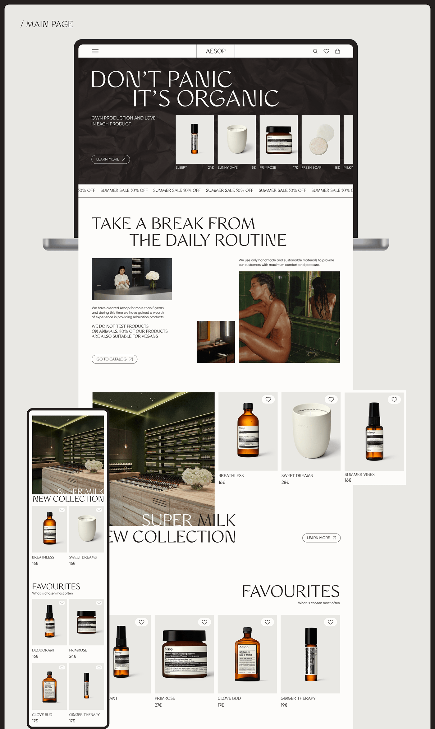 online store home spa Minimalism aesthetic e-commerce UI/UX Shopping