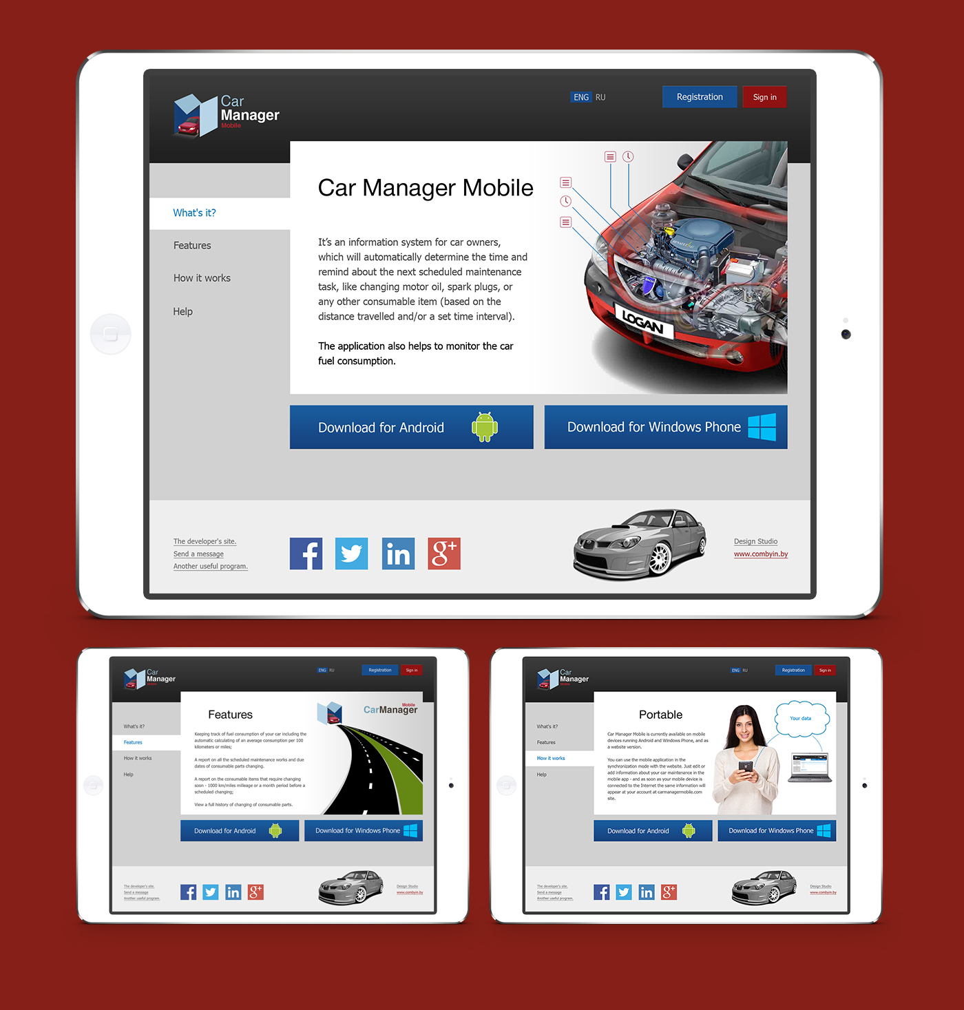 Web car manager design Website app logo icons Style Usability Interface