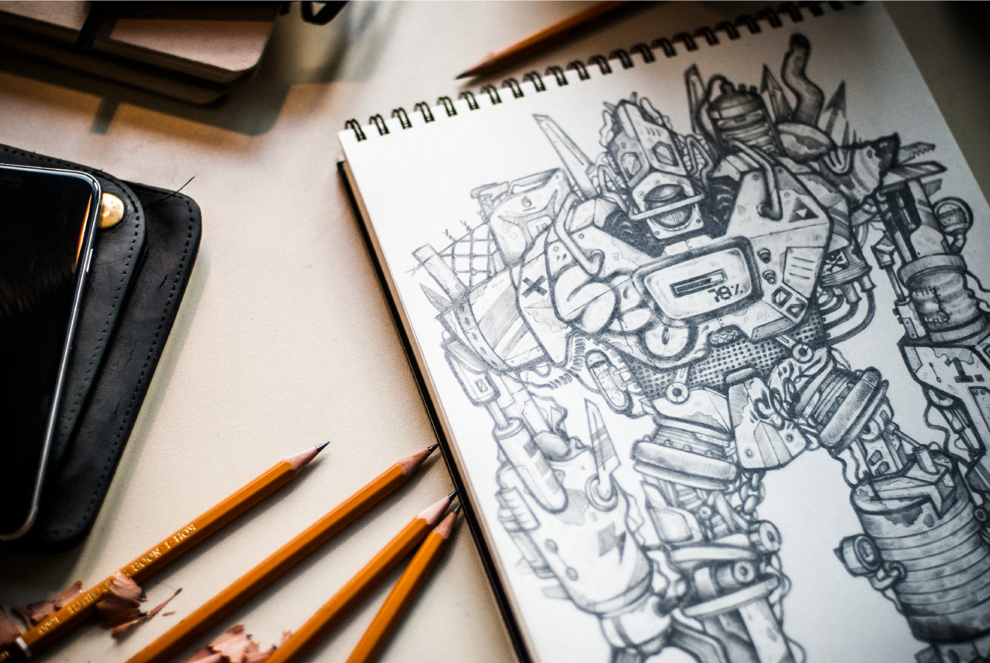 Mechwarrior robot Master ILLUSTRATION  Drawing  pencil sketchbook STEAMPUNK prints grafitti