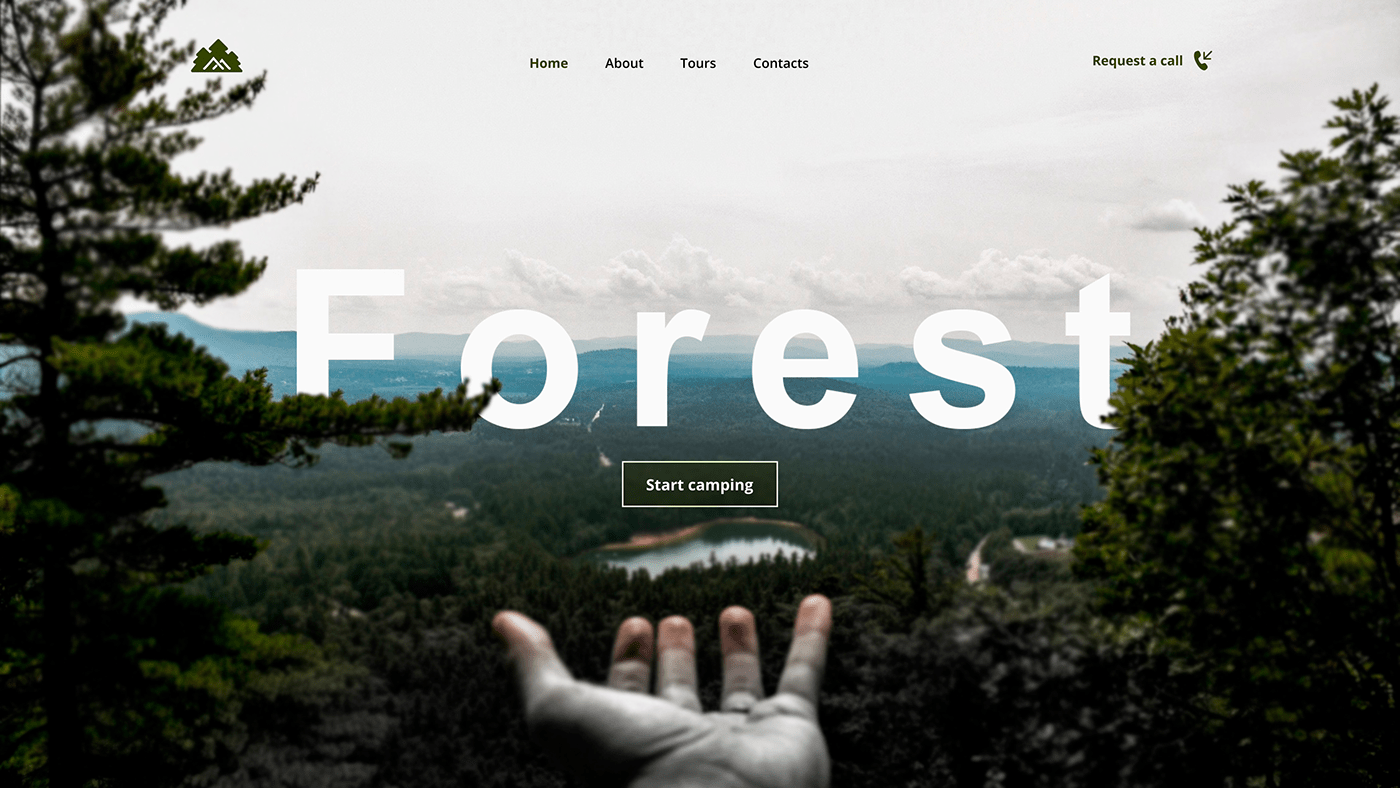 camping first screen forest mountains Nature parallax tourism Travel Web Design  Website