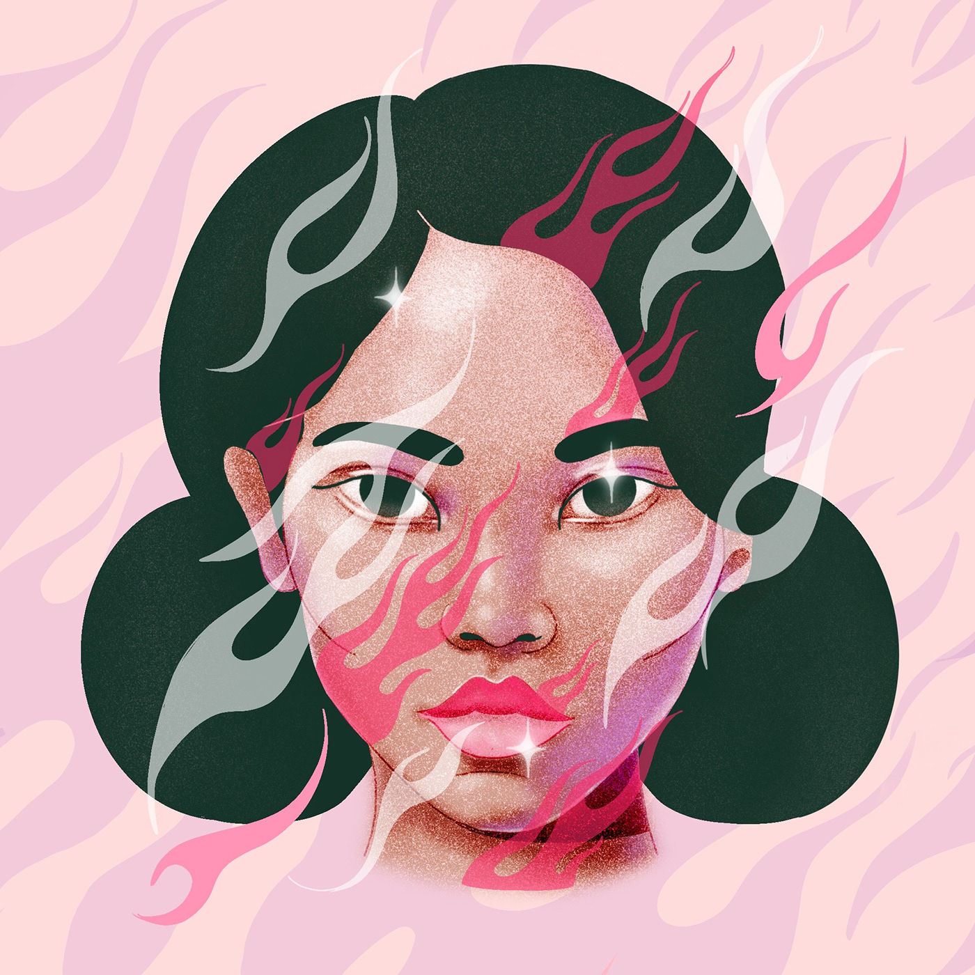 ilustracion fire shine digitalart artwork portrait illustration portrait digital painting