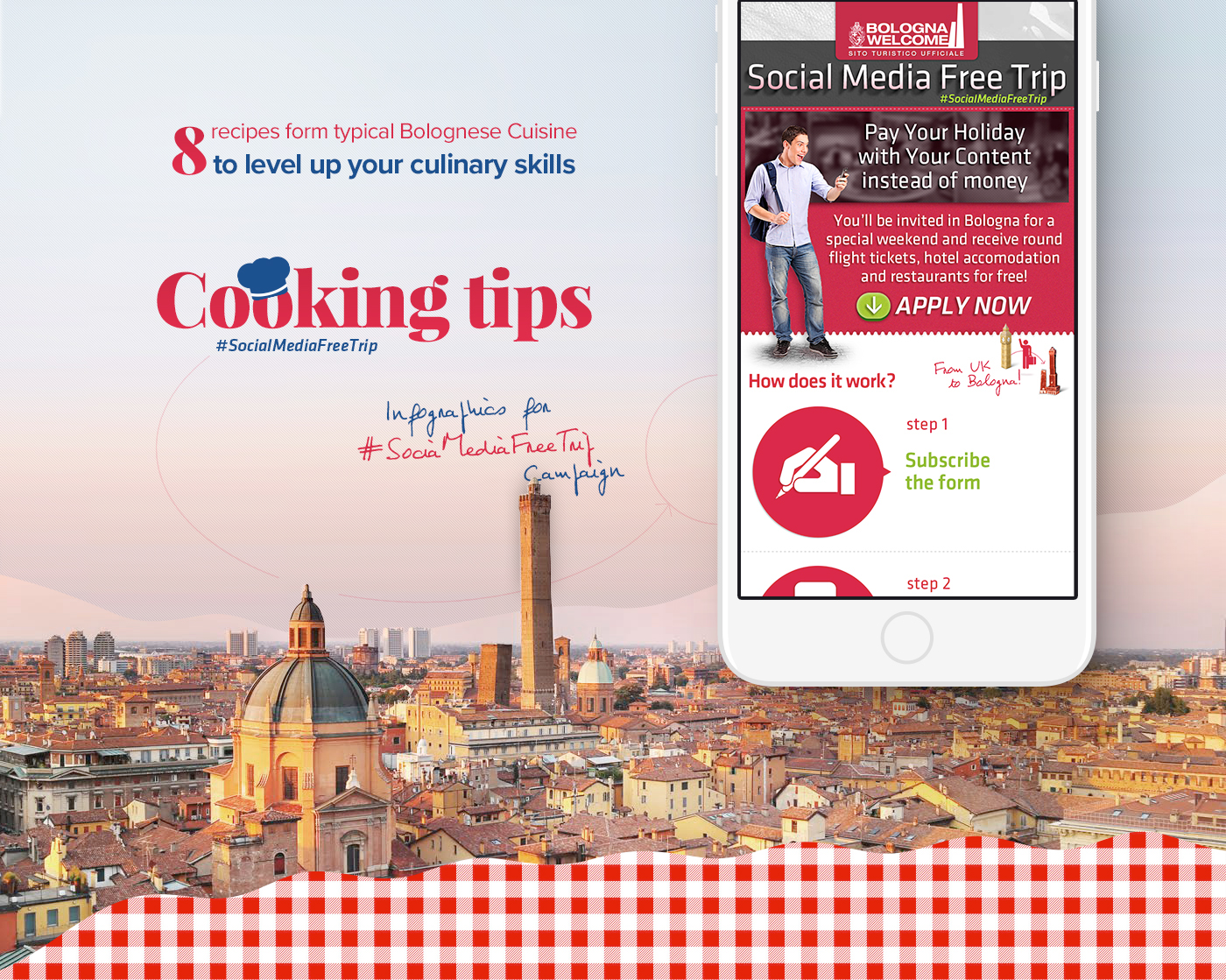 infographic cooking Italy bologna Social Media Design Digital Assets red Food  eat