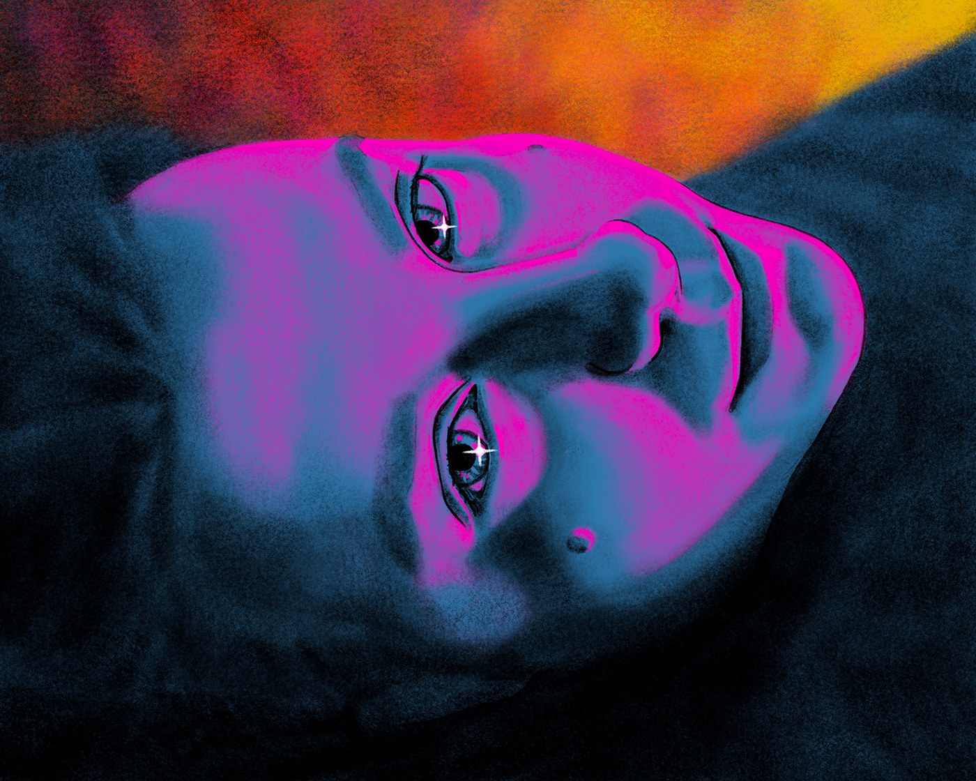 brightcolors charcoal DIGITALDRAWING Drawing  ILLUSTRATION  portrait Portraiture Procreate queer starryeyes