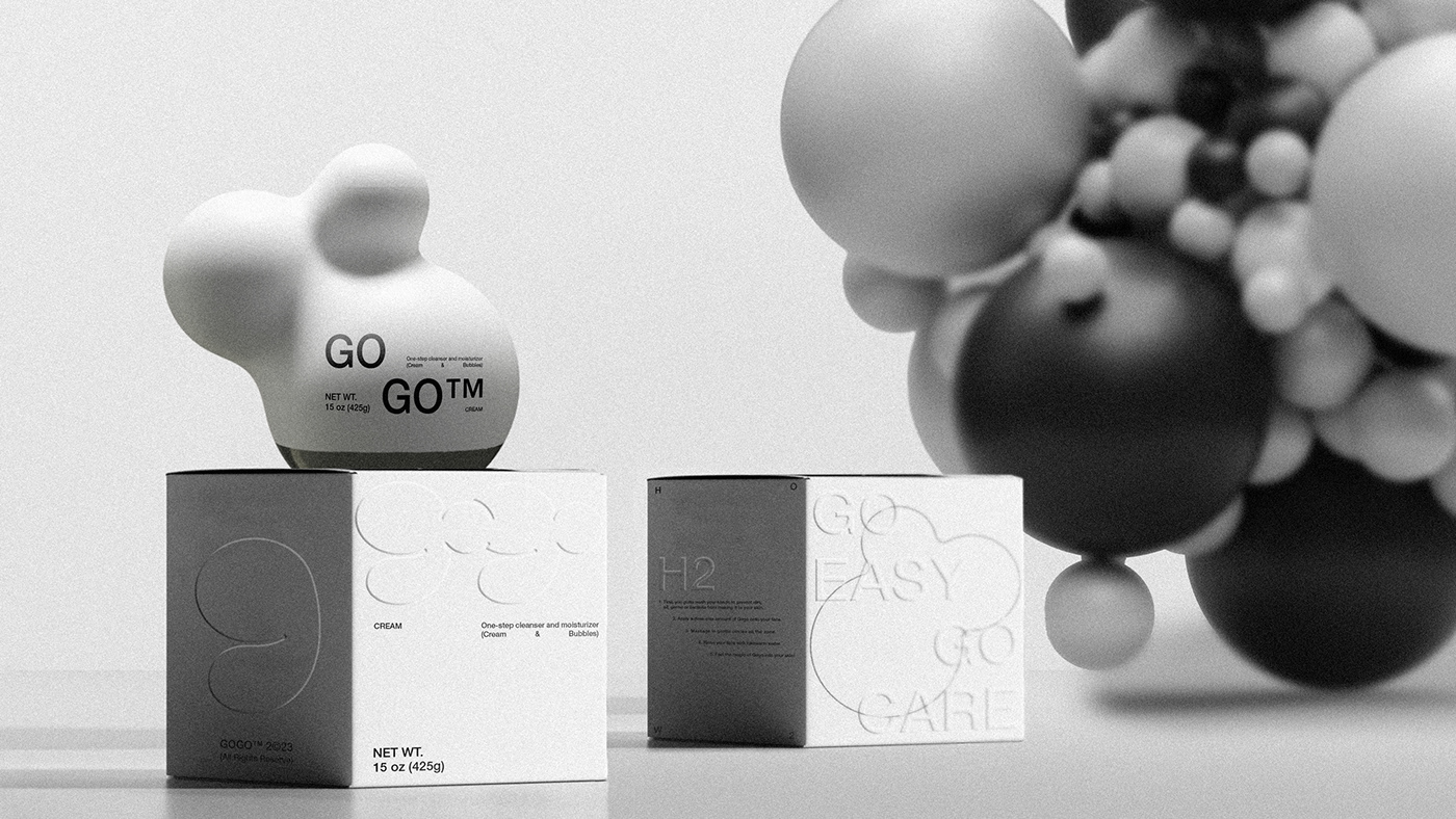 skincare Packaging brand identity motion design blender 3D bubbles textures experimental