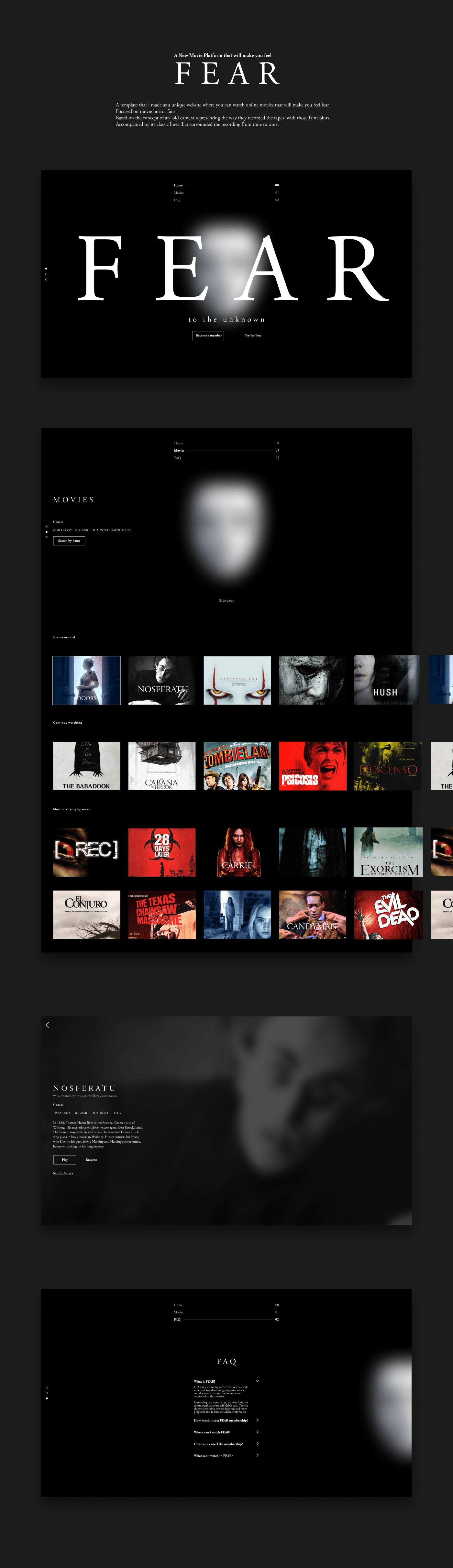 horror movie Netflix Platform black White ux UI trend typography  