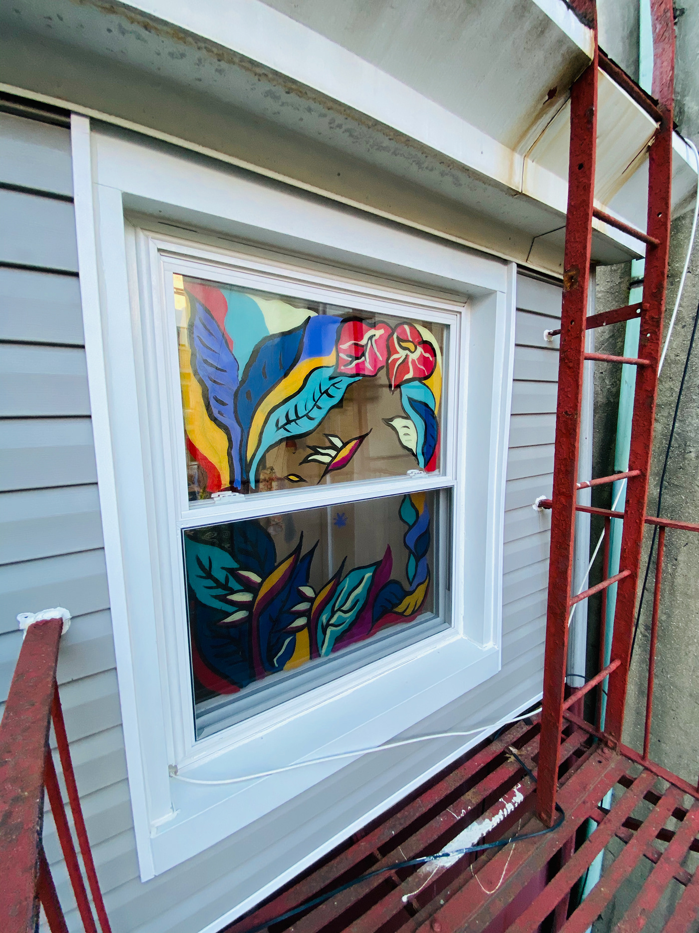 acrylic Brooklyn Earthday nyc painting   Quarantine tempura window painting