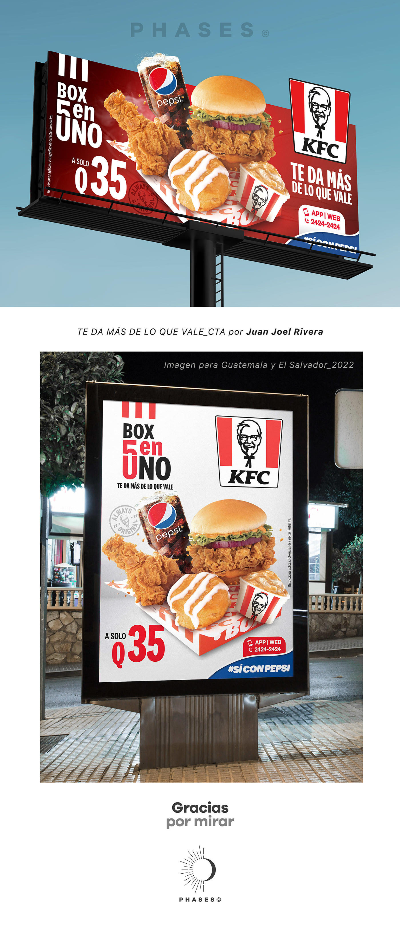 Advertising  box burger chicken designer Fast food gravy manipulation pepsi