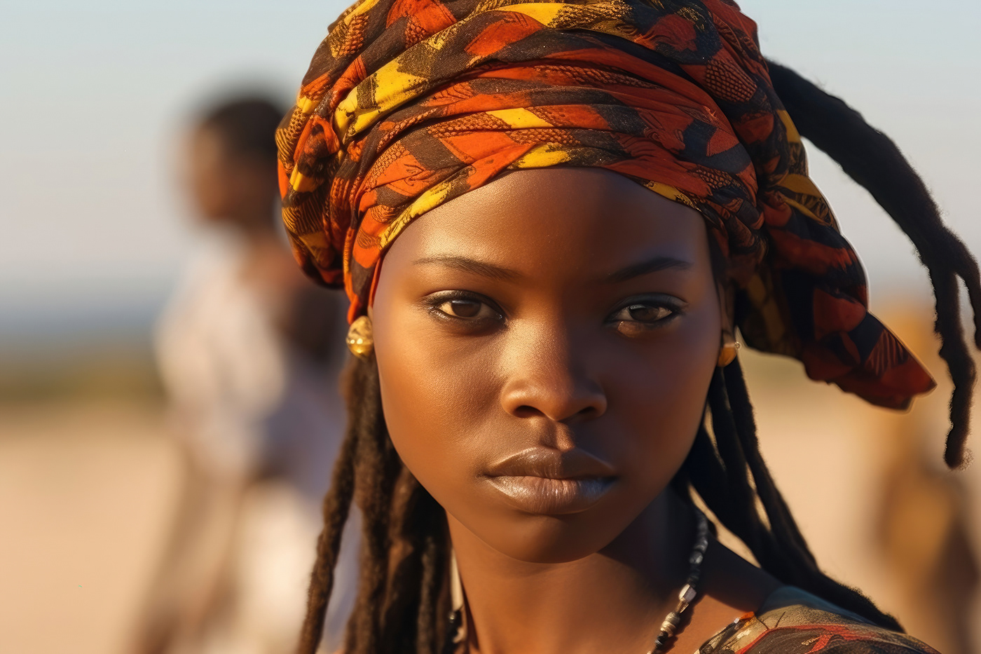 young woman Young model portrait tribe tribal Ethnic Fashion  black mucubal