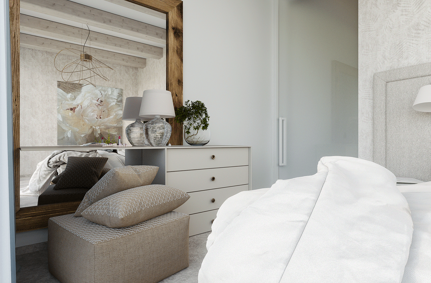ArcfhViz bedroom Interior interior design  MatPak modo Render ShadersPack visualization onoje