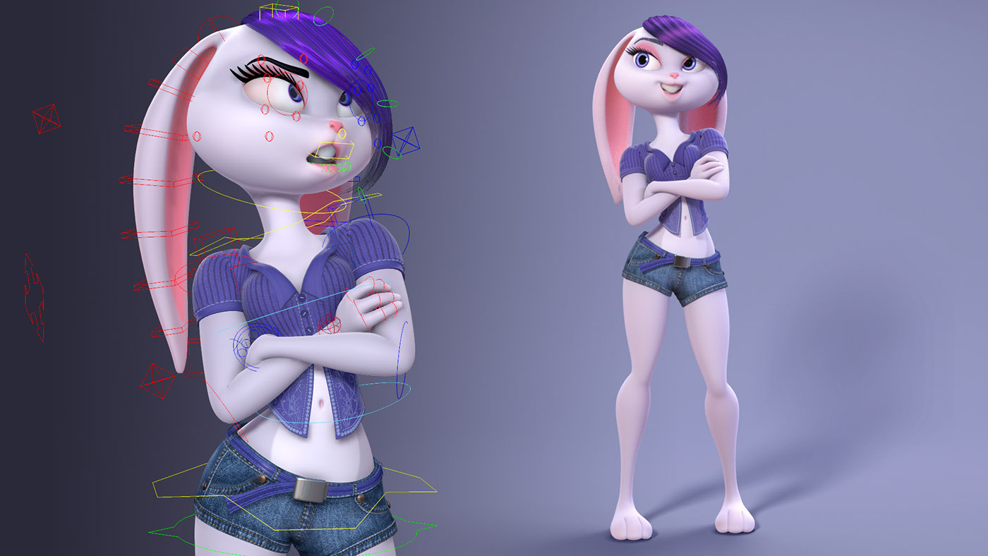 Maya Character Mudbox bunny girl animation  rigging