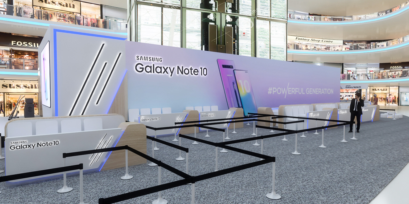 3D 3ds max booth design Exhibition  Launching Samsung samsung galaxy Samsung Galaxy Note vray