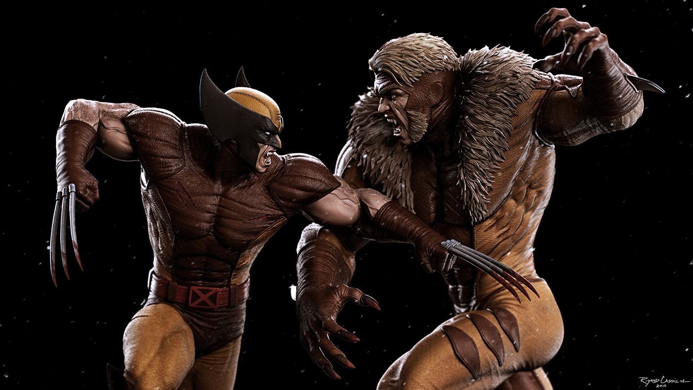 comics Diorama figure marvel mutants sabretooth Sculpt statue wolverine Zbrush