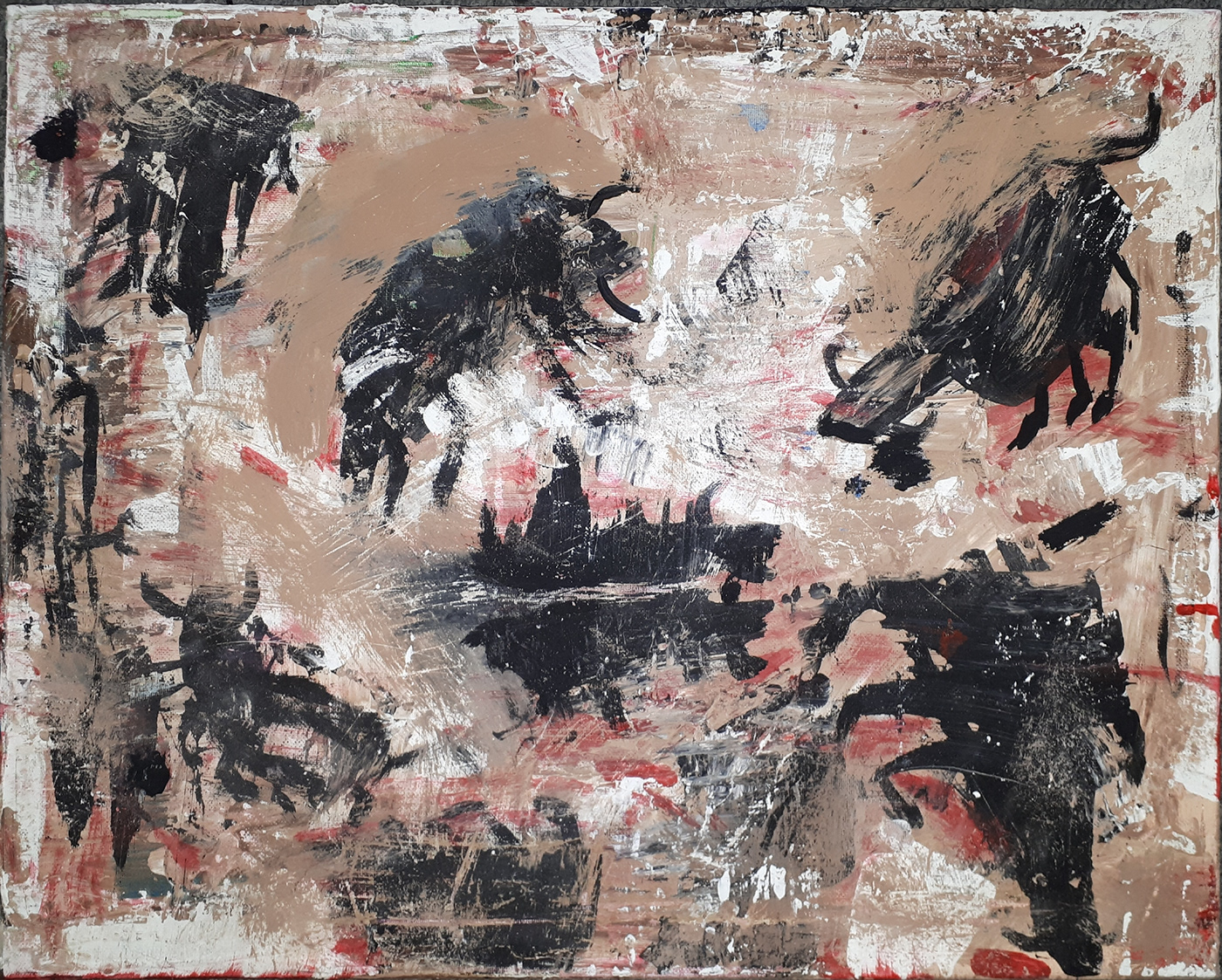 abstract acrylic art bullfighting bulls contemporary contemporary art Dada Fluxus mixed media painting   spain