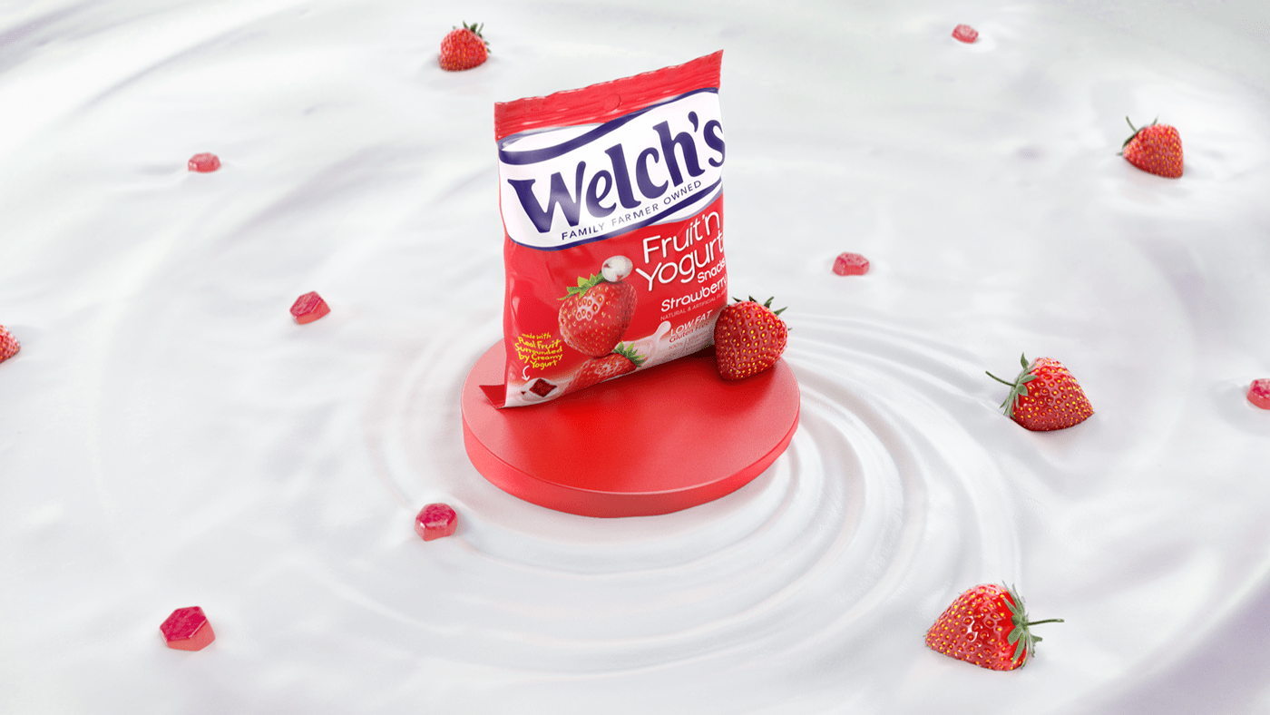 welchs fresh fruit motion graphics  vray strawberries juicy five a day simulation houdini