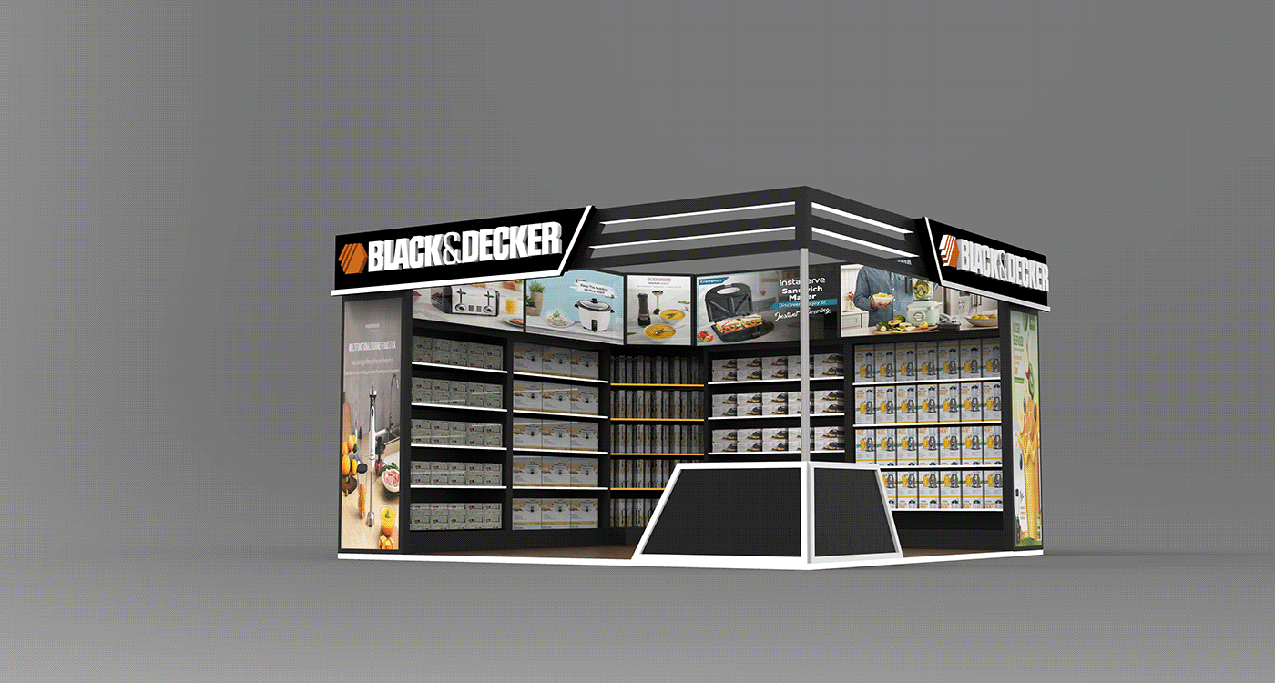 booths pillar product design  Black and Decker Exhibitons Product Display