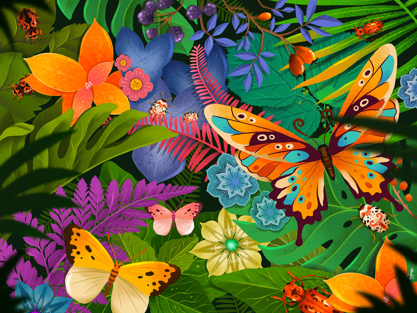 Procreate ipadpro rainforest jungleillustration butterfly bugs