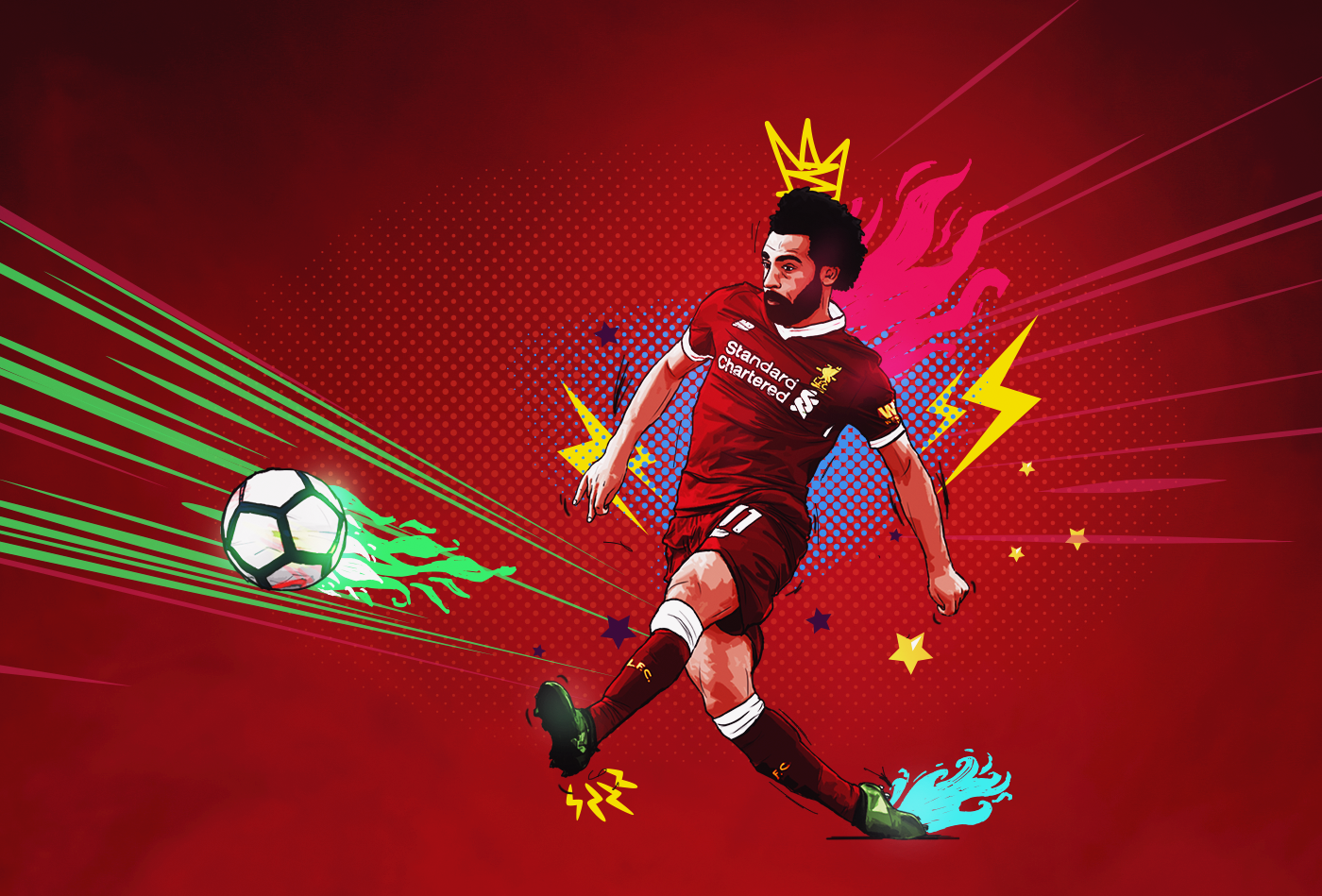 Arte Digital Do Jogador Fc Do Mohammed Salah Liverpool Foto de