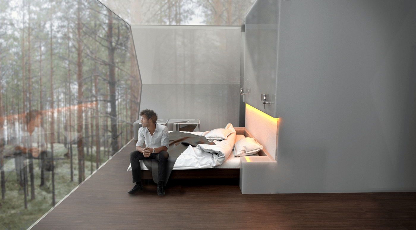 design flexible glass ceiling hotel interior design  Nature Render room